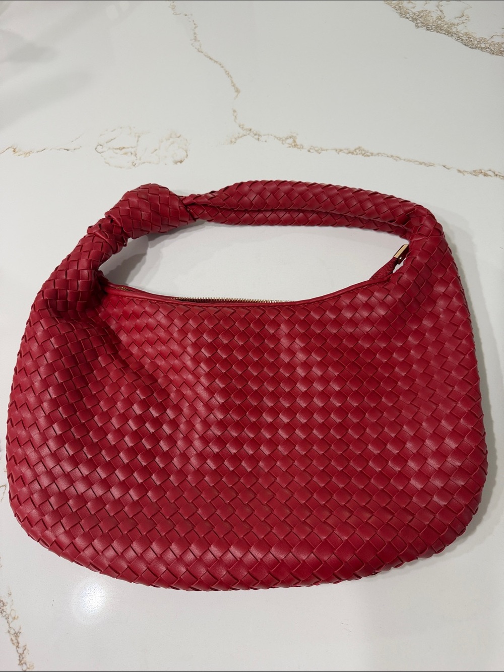 Melie Bianco Brigitte Large Recycled Vegan Shoulder Bag in Red